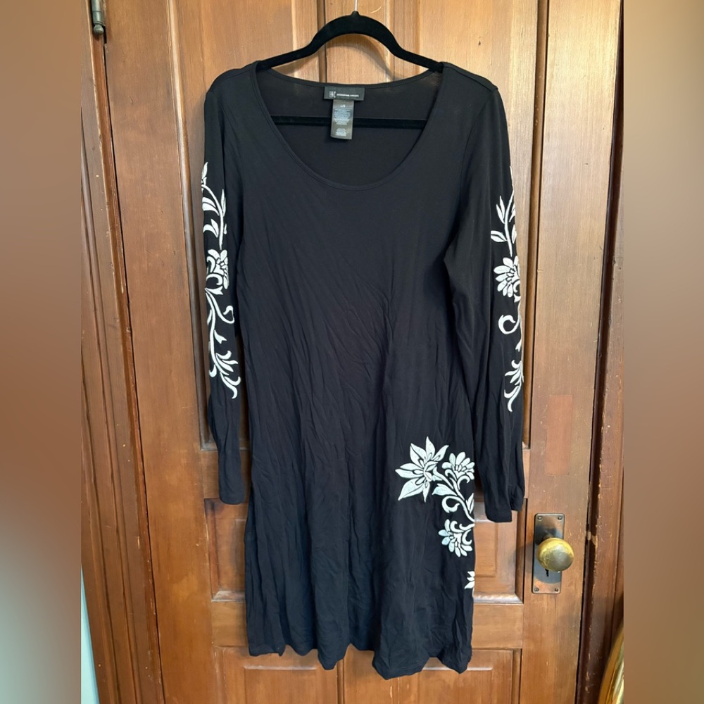 INC Black dress with embroidery - size L